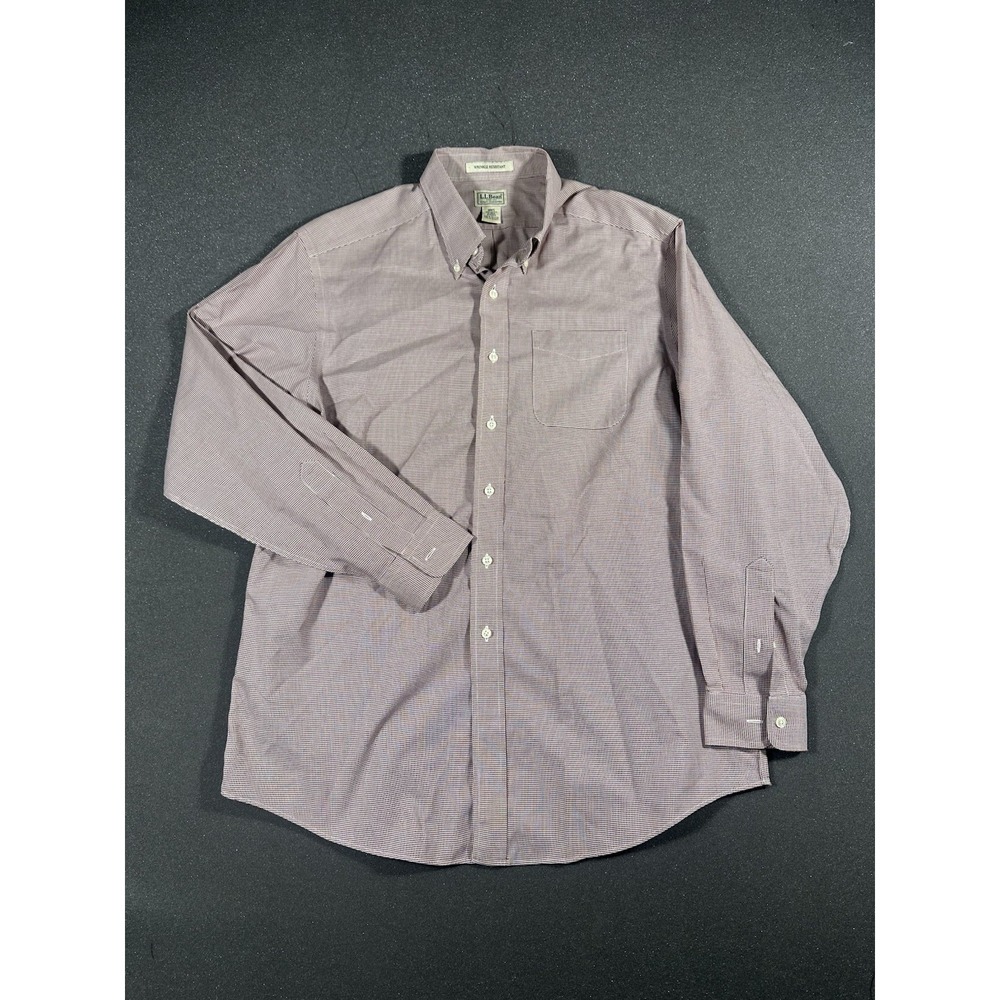 LL Bean Oxford Button-Down Men's Red Shirt Large Reg Wrinkle Resistant - Picture 6 of 6